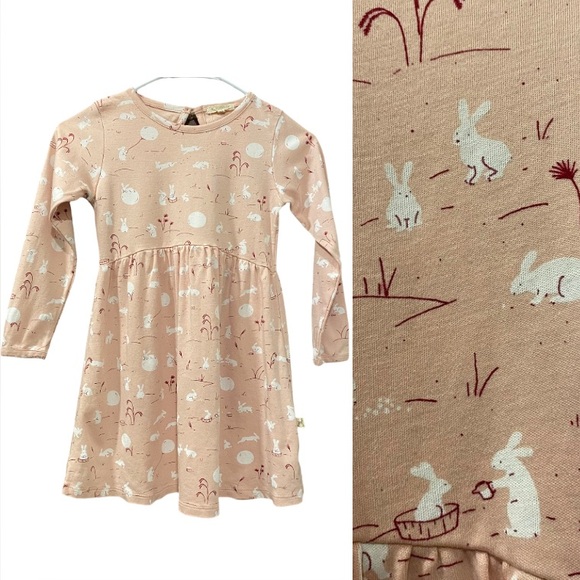 Red Caribou Other - Red Caribou Girl’s ‘Moonlit Usagi(Hares)’ Peach Whip Dress Size 6/7 Years Easter